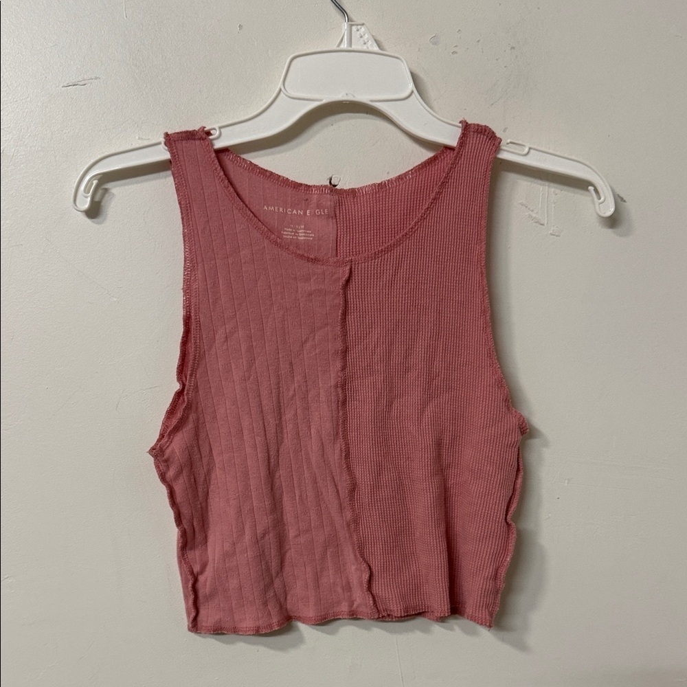 American Eagle Outfitters Mauve Ribbed Crop Top